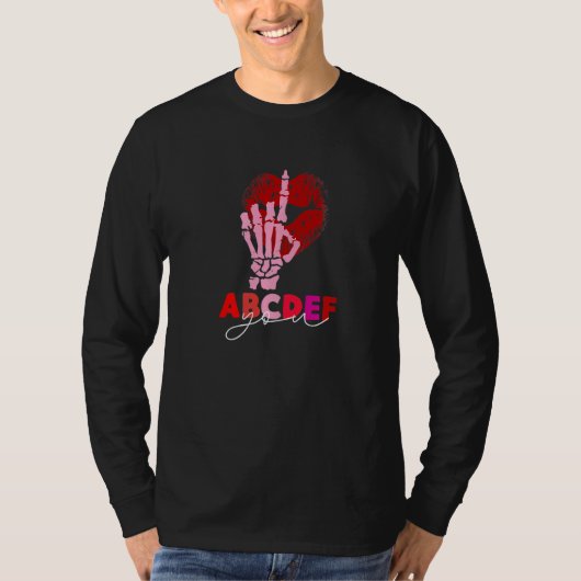 Kus Lippen Skelet Hand ABCDEF-Jij Funny Valentijn T-shirt (Voorkant)