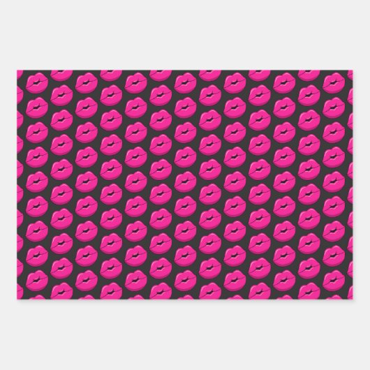 Kus Lips Wrapping Paper Flat Sheet Set van 3 (Voorkant 3)