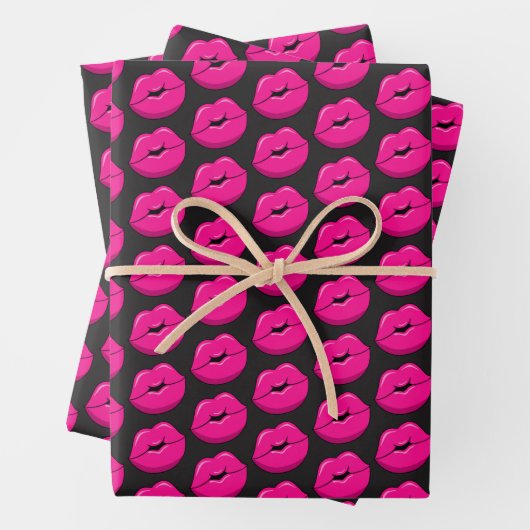 Kus Lips Wrapping Paper Flat Sheet Set van 3 (In situ)