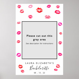 Kus Lipstick Bachelorette Feestje Photobooth Frame Poster
