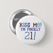 Kus me!  21! ronde button 5,7 cm (Voorkant /achterkant)