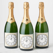 Kus me bij Midnight New Years Klock Sparkling Wijnetiket (Flessen)