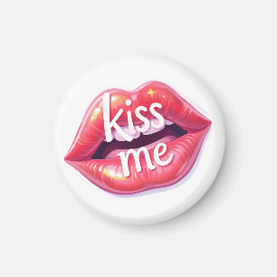 Kus Me Glanzende Rode Lippen Kunst Illustratie Magneet