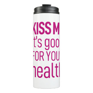 "Kus me, het is goed voor je gezondheid" Typdesign Thermosbeker
