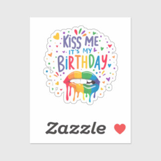 Kus Me Het Is Mijn Verjaardag Sticker