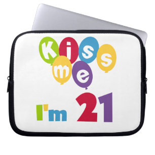 Kus me Ik ben 21 T-shirts en cadeautjes op de verj Laptop Sleeve