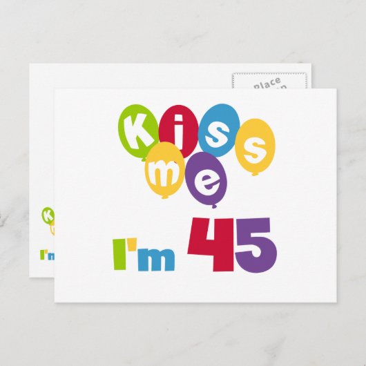Kus me Ik ben 45 T-shirts en cadeautjes Briefkaart (Voorkant / Achterkant)