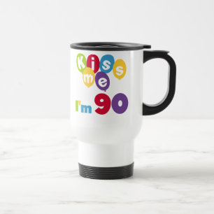 Kus me Ik ben 90 T-shirts en cadeautjes. Reisbeker