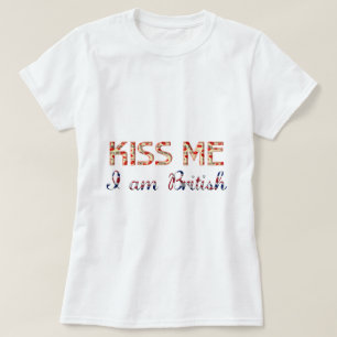 Kus me Ik ben Brits grappny Typografie Land Flag T-shirt
