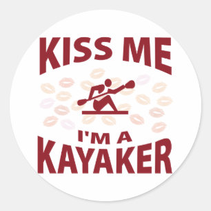 Kus me Ik ben een Kayaker Ronde Sticker