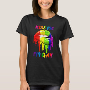 Kus me ik ben Gay Lgbt Pride Rainbow Lips T-shirt