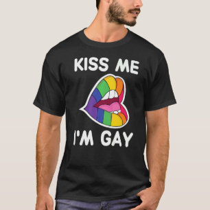 Kus me ik ben Gay Lgbt Pride Rainbow Lips T-shirt