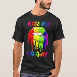 Kus me ik ben Gay Lgbt Pride Rainbow Lips T-shirt
