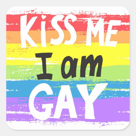 Kus me ik ben Gay Vierkante Sticker (Voorkant)