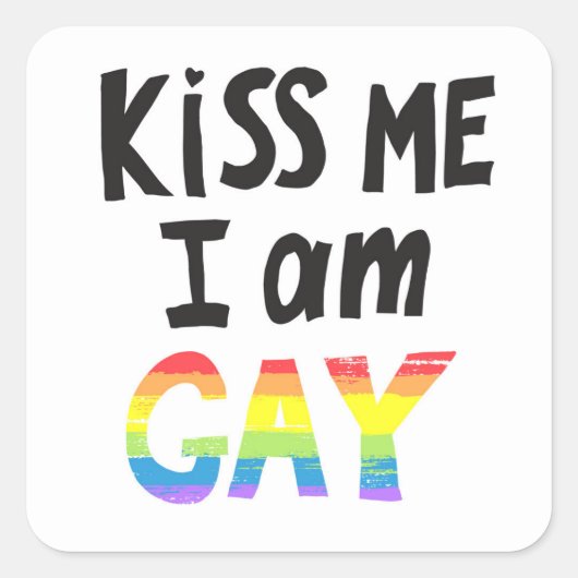 Kus me ik ben Gay Vierkante Sticker (Voorkant)