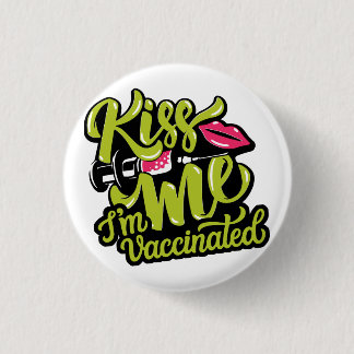 'Kus me ik ben gevaccineerd' badge Ronde Button 3,2 Cm
