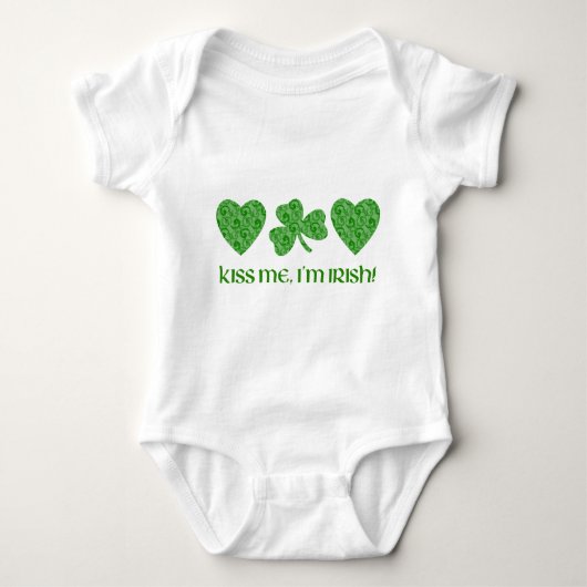 Kus me, ik ben Iers Hart en Shamrock Swirls Romper (Voorkant)