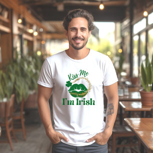 Kus Me Ik Ben Iers Lippen En Klaver Mannen T-shirt
