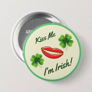 Kus Me Ik Ben Iers St. Patrick's Day Knop Ronde Button 7,6 Cm