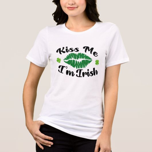 Kus Me Ik ben Iers | St. Patrick's Day Tri-Blend Shirt (Voorkant)