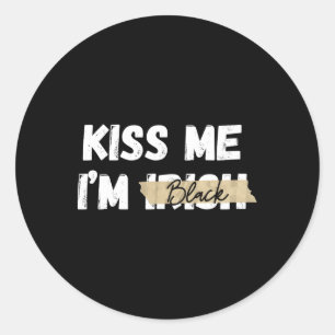 Kus Me Ik Ben Iers Zwart Grappig Retro St. Patrick Ronde Sticker