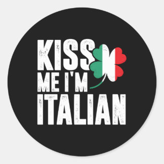 Kus me Ik ben Italiaans C St Patrick's Day Pun Ronde Sticker