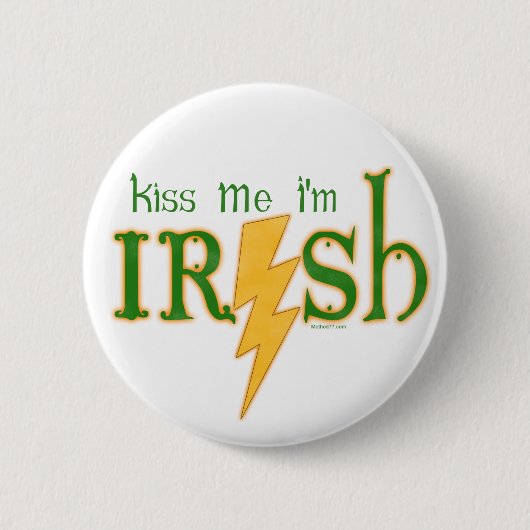 Kus me Irish Lightning Bolt Button (Voorkant)