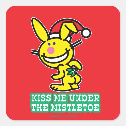 Kus me onder de mistletoe vierkante sticker (Voorkant)