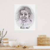 Kus me! - potloodtekening poster (Keuken)