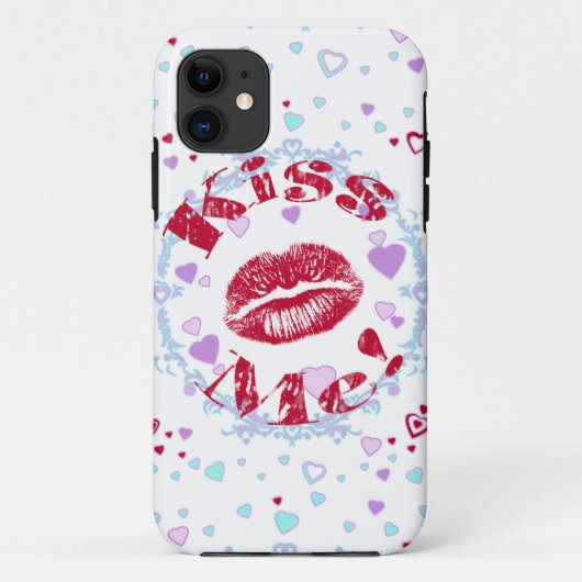 Kus me! Rode lippen met hart Case-Mate iPhone Case (Achterkant)