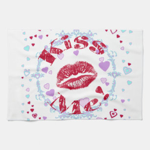 Kus Me! Rode Lippen Met Harten Theedoek