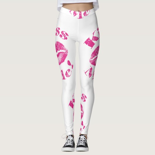 Kus me! Roze lips Leggings (Voorkant)