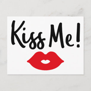 Kus met rode lippenstift liefde trouw engagement briefkaart