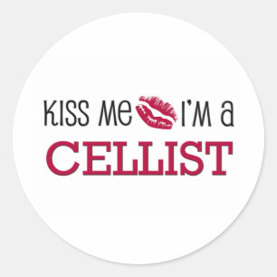 Kus Mij Ik ben een CELLIST Ronde Sticker