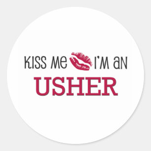 Kus Mij Ik ben een USHER Ronde Sticker