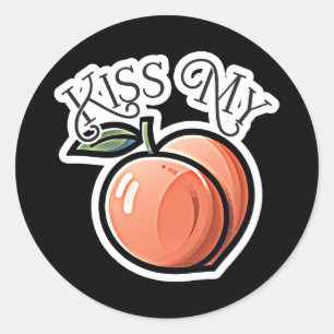 Kus mijn perzik Perziken Grappig Fruit Ronde Sticker