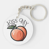 Kus mijn perzik Perziken Grappig Fruit Sleutelhanger (Achterkant)