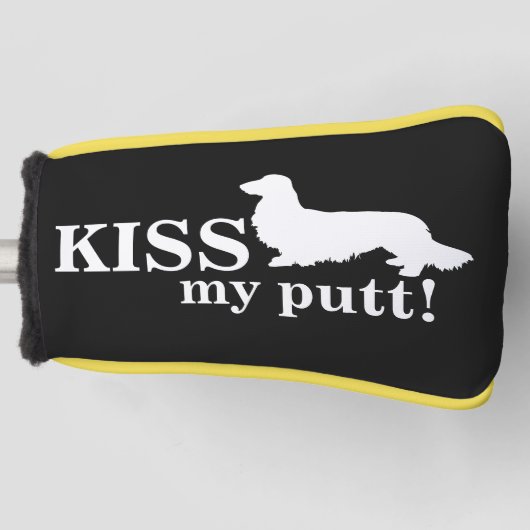 Kus Mijn Putt Cheeky Lang Haar Dachshund Gift Golfheadcover (Voorkant)