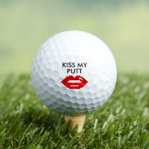 Kus mijn putt grappige vurige rode lippen golfbal golfballen