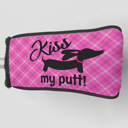 Kus Mijn Putt Plaid Wiener Hondenputter Hoofd Hoes Golfheadcover (Voorkant)