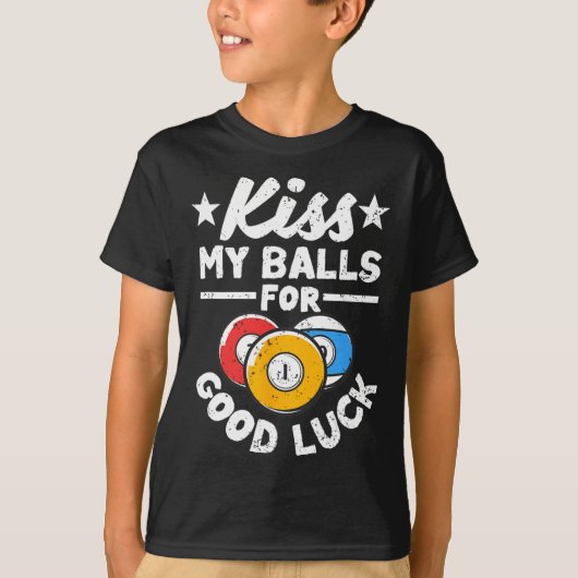 Kus mijn voor geluk grappige poolspeler Billard 8- T-shirt (Voorkant)