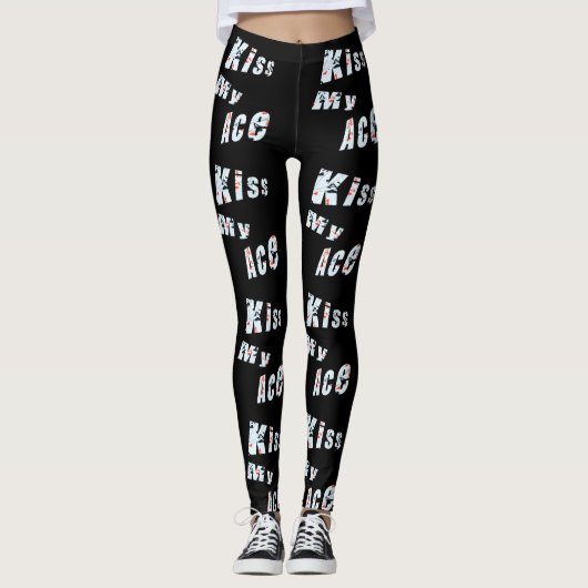 Kus My Ace, Dames Black Poker Logo Leggings (Voorkant)