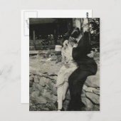 Kus op de stenen muur briefkaart (Voorkant / Achterkant)