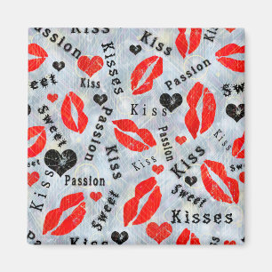 Kus, rode lippen. magneet
