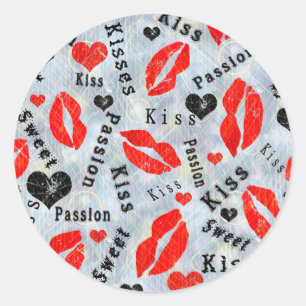 Kus, rode lippen. ronde sticker