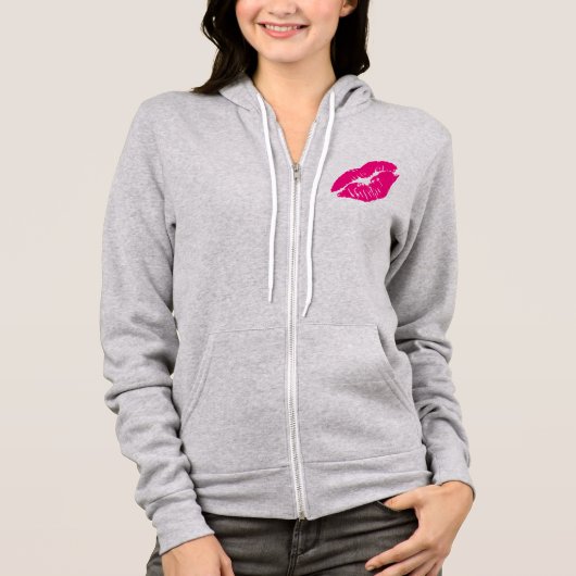 Kus roze lips hoodie (Voorkant)