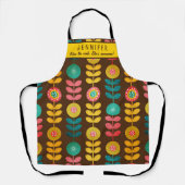Kus the Cook Retro Floral Pattern Personalized Schort (Voorkant)