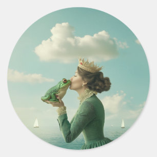 Kus van de kikkerprins ronde sticker