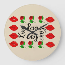 Kusjes en rozen wandklok grote klok