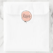 Kusjes. Schattigee roze blush ballon voor Valentij Vierkante Sticker (Tas)